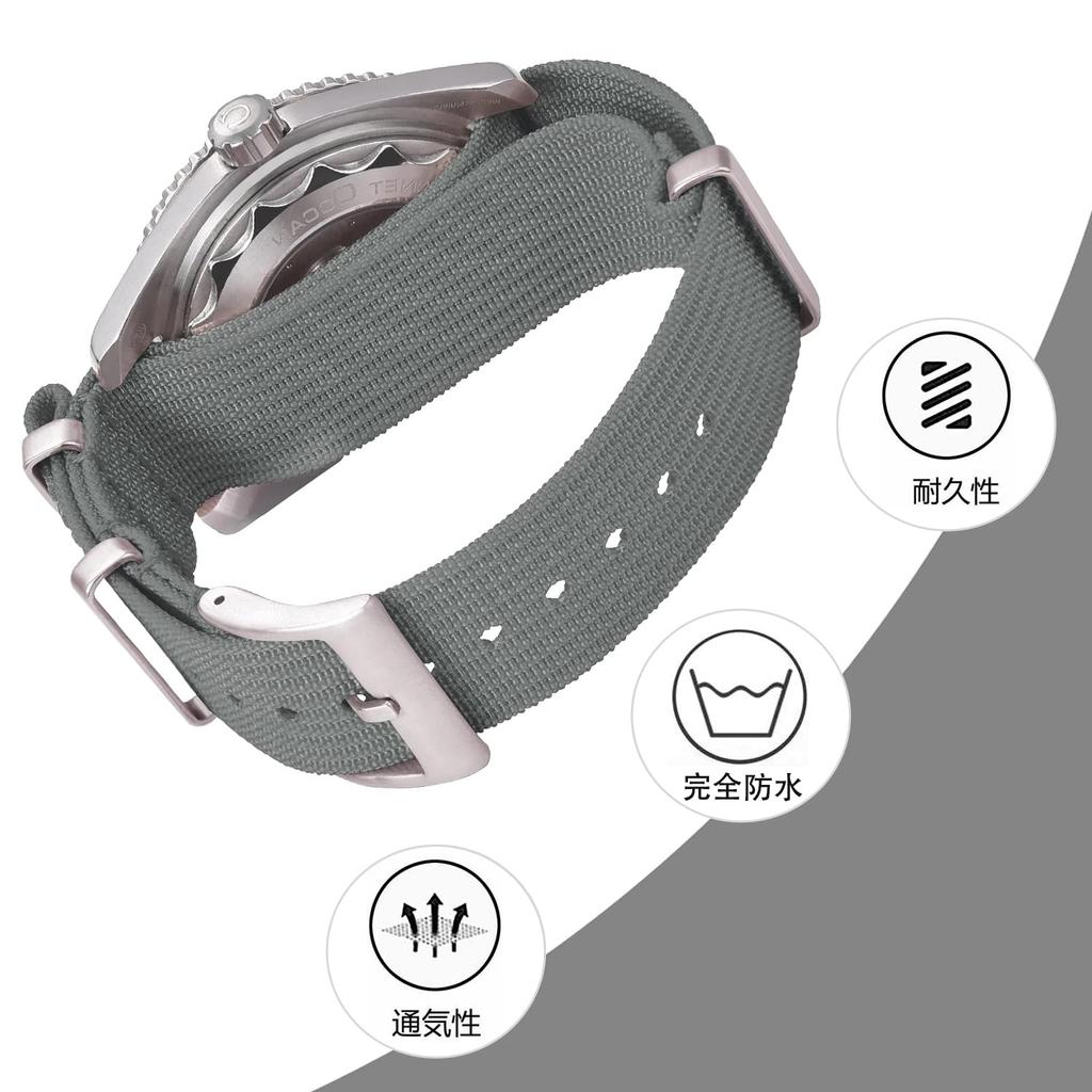 Jumpsunfun 20mm Military Nylon Watch Band for Omega X Swatch Speedmaster MoonSwatch, Gray