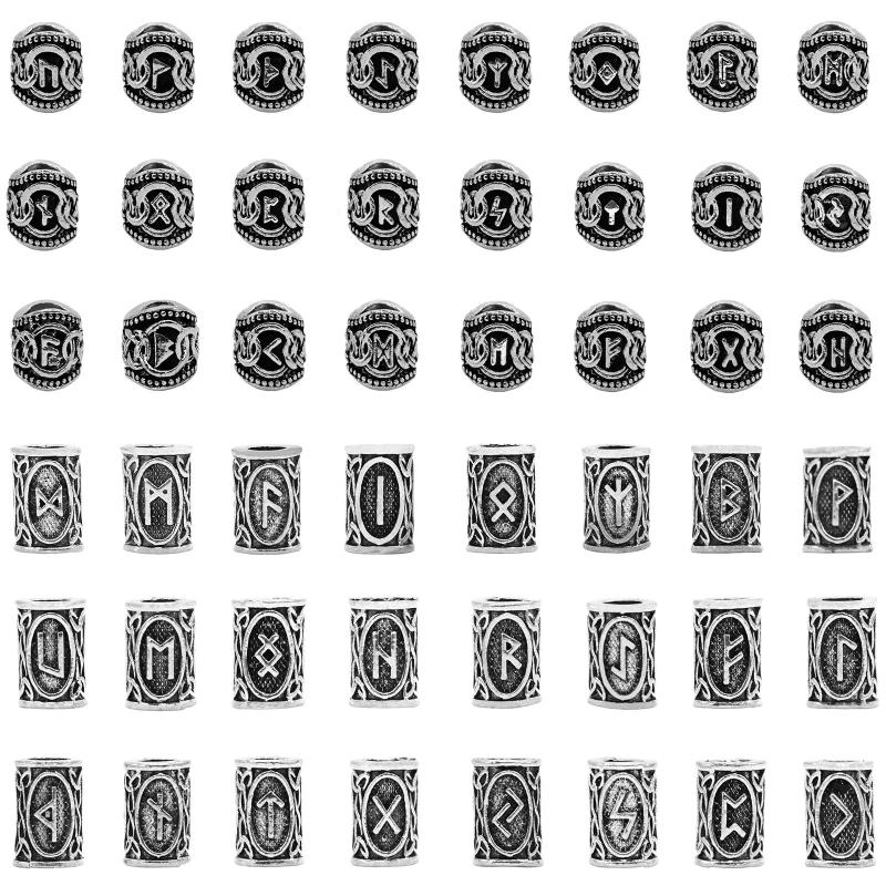 48 Pieces Viking Beard Beads Antique Hair Tube Beads Dreadlocks Viking Jewelry Beads for Hair Braiding Bracelet Pendant