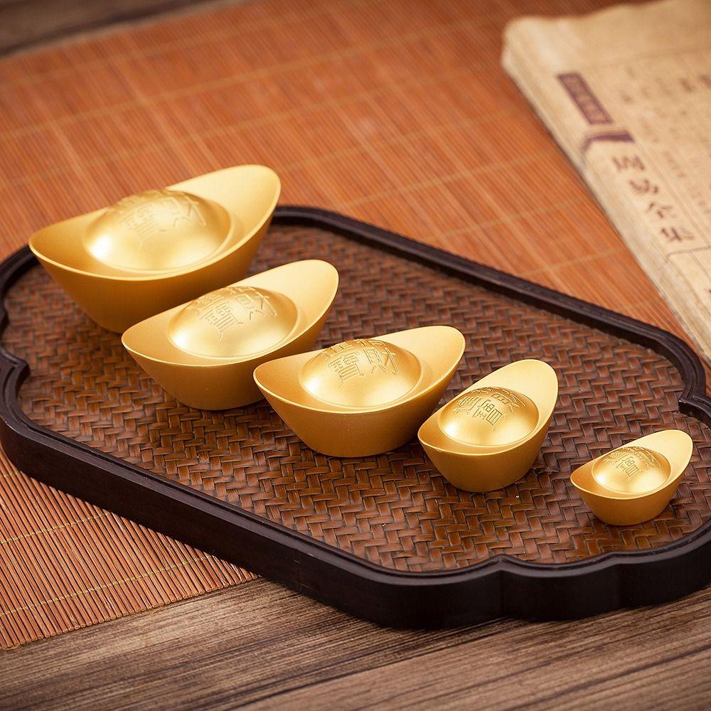 Zinc Zinc Alloy Gold Ingot Solid Desktop Ornaments Vivid Treasure Bowl Ornament  Living Room