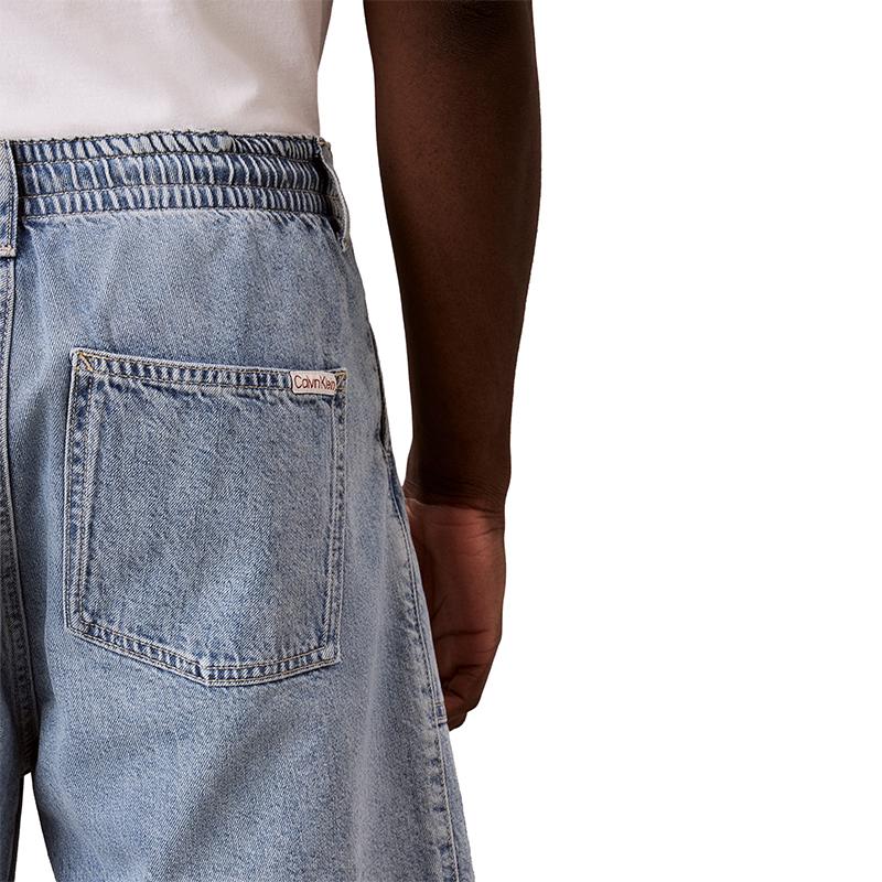 Calvin Klein Linen Blend American Trend Retro Drawstring Waist Light Denim Shorts Men shorts 4RF907G