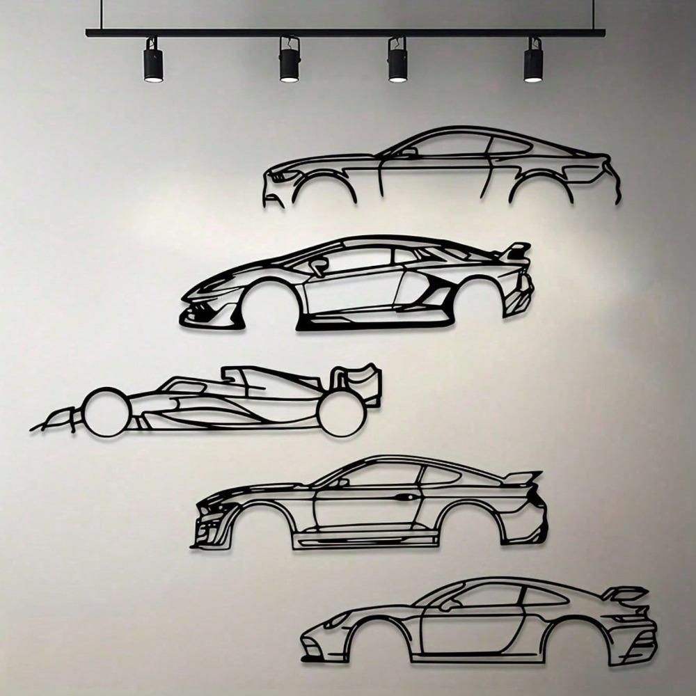 Metal Racing Car Wall Art, 1pc, Metal Car Silhouette, Indoor Outdoor Metal Decor for Home, Patio, Bedroom, Unique Gift for Car Lovers, Wall Hanging