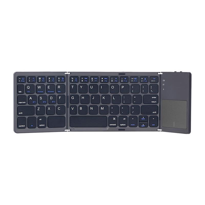 B033 Tri-Fold Bluetooth Keyboard with Touchpad - Multi-System Compatible for Tablets and Laptops