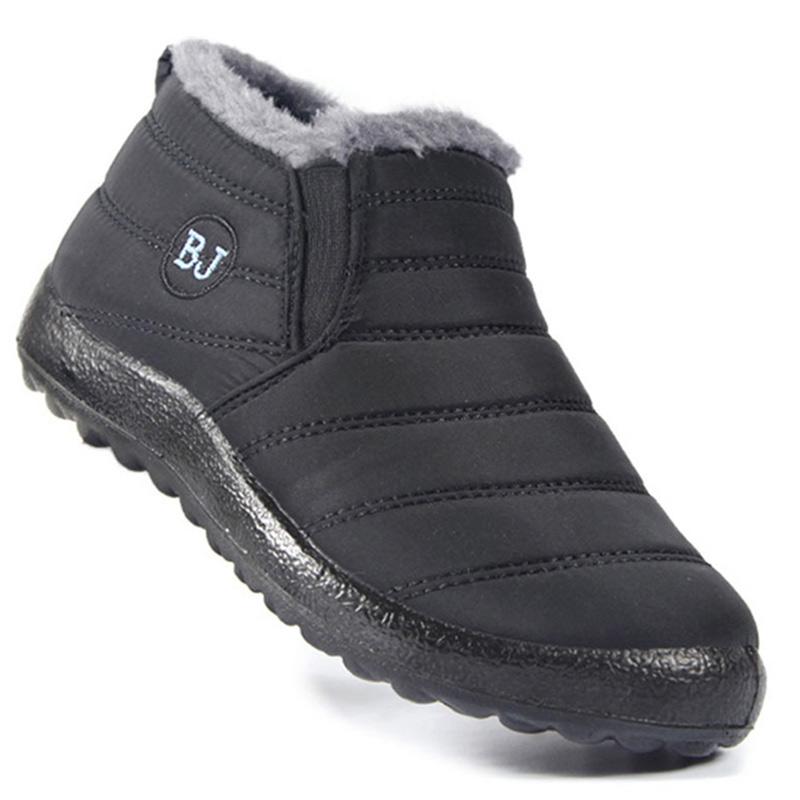 Boots Men Lightweight Winter Shoes For Man Ankle Boots Men's Slip On Casual Winter Boots With Fur Botas Para Hombre Black