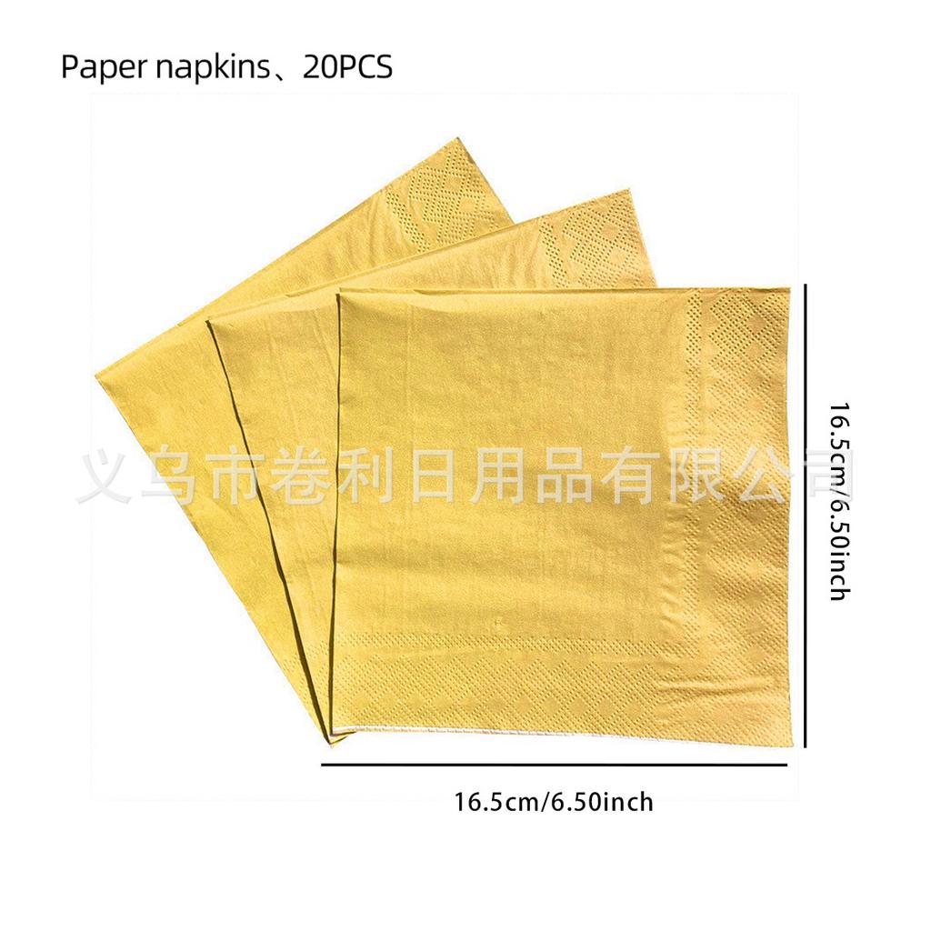 Custom Printing Solid Color Bronzing Logo Tissue Handkerchief Paper All Kinds Of Festivals Birthday Party Exhibition Napkin Decoration