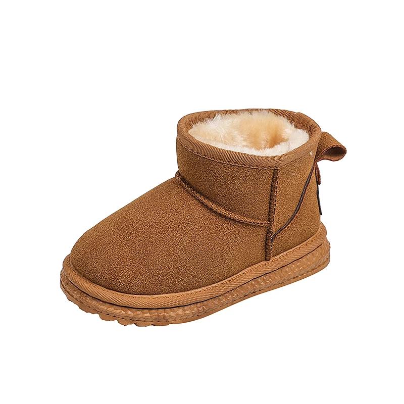 Zimowe Buty Śniegowce dla Dzieci Outdoor Wszechstronne Modne Buty dla Chłopców Jednokolorowe Codzienne Buty Dziecięce dla Dziewczynek Czarne Brązowe Antypoślizgowe