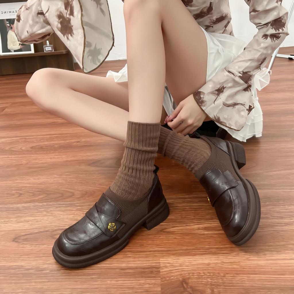 Grape Mother Retro Small Leather Shoes Women Wear High-end Comfortable Soft Leather Light Mouth Loafers Women's Versatile Uniform Women's Shoes