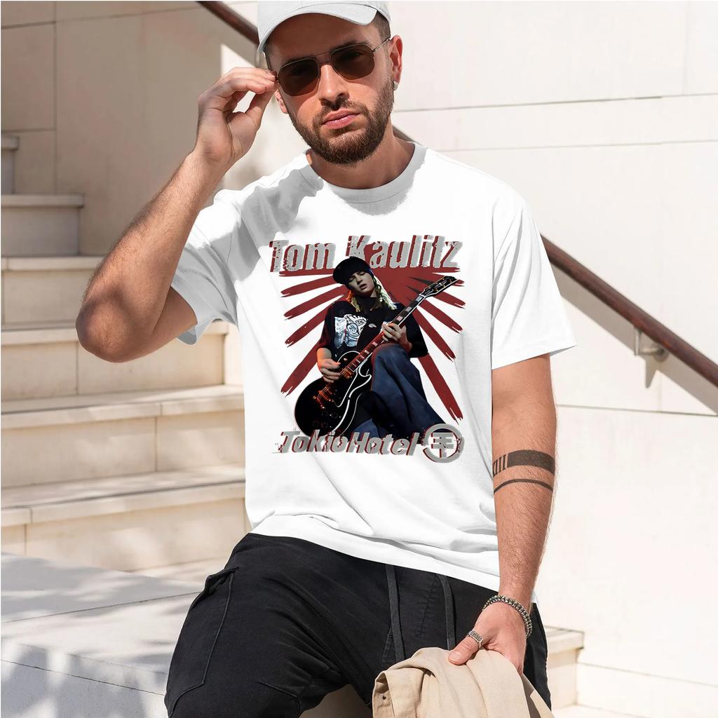 Tom Kaulitz Tokiohotel 2026 New Fashion Heavyweight Hot Selling Retro Printed Pattern Fun Round Neck Tshirt For Daily Comfort