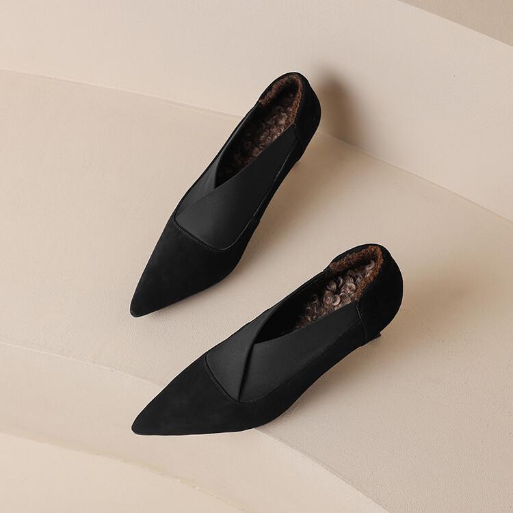 

Fashion Hot New Spring Sheep Suede Women Shoes Pointed Toe Plush Women Pumps Shoes for Women High Heels Deep Mouth Loafers Zapatos Mujer 34