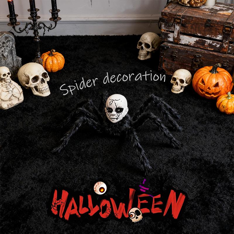 Sound Activated Face Spider for Halloween, Scary Animatronic Walking Spider Haunted House Prop Halloween Party Porch Decoration