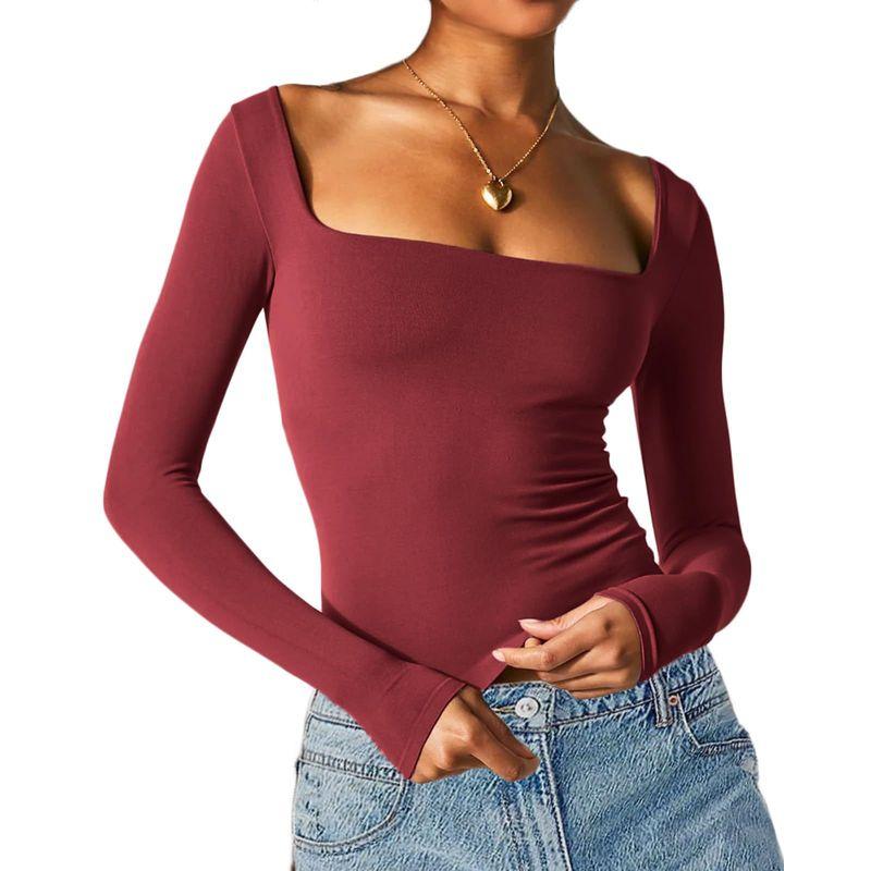 Long Sleeved Square Neck Sexy Base Shirt Long Sleeve Square-Neck Sexy Base Shirt