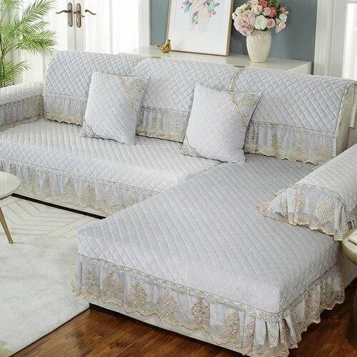 Covoraș pentru canapea cu fustă mare de culoare uni