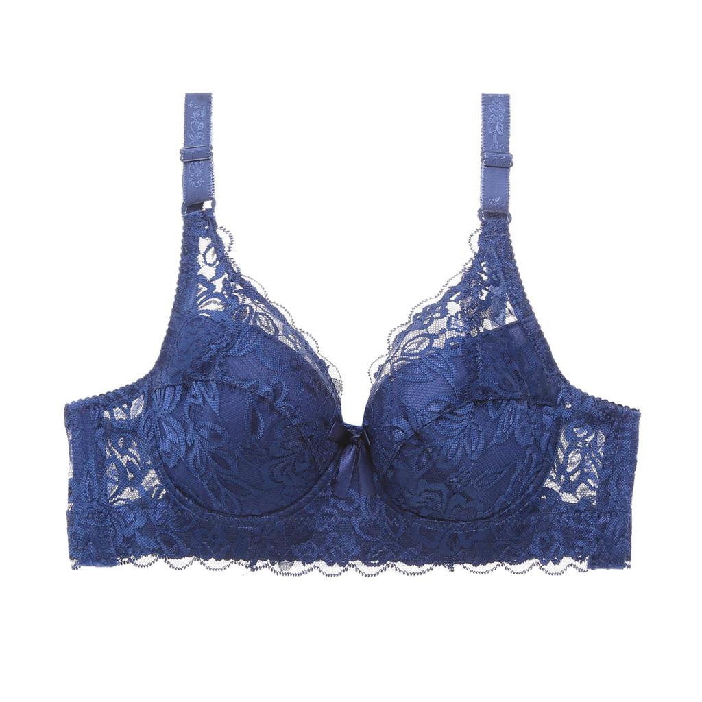Sutiã ultrafino feminino underwire push-ups sutiã de renda sutiã maior peito cor sólida 3/4 copo grande