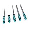 5 Pcs File Set Flat Round Half Round Triangle Square Files with Rubber Grip Handle for Woodworking Metalworking
