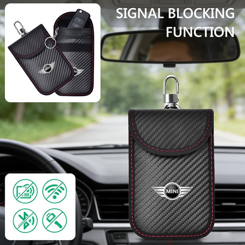 Car Key Case Signal Blocker Bag RFID Shielding Pocketor Key Bag For BMW Mini Cooper R50 R53 R55 R56 R60 R61 F54 F55 F56 Sticker ycahd11