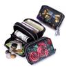 Large Capacity Painted Cowhide RFID Card Holder with Dual Zippers & Multi-Card Slots