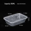 Deshangyuan 650ML Rectangular Disposable Transparent Plastic Food Containers with Lids