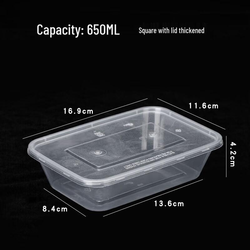 Deshangyuan 650ML Rectangular Disposable Transparent Plastic Food Containers with Lids