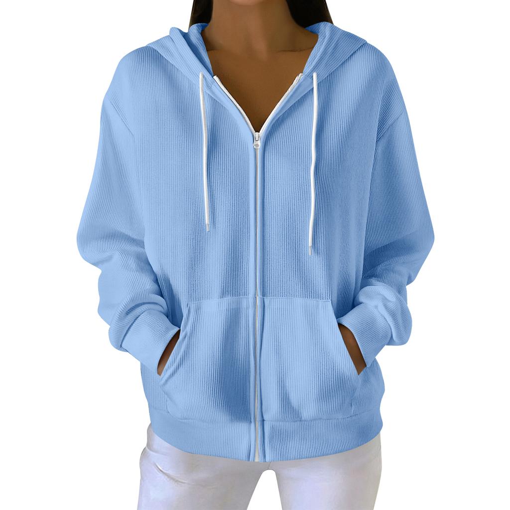 Women's Casual Fashion Long-Sleeved Zip-Up Christmas Print Knitted Hoodie