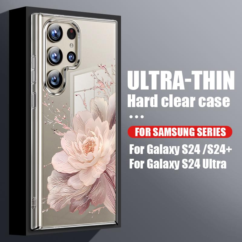 

Розовый Цветочный Чехол с Пионами Для Samsung Galaxy S26 S25 S24 Ultra S23 S21 FE S22 Plus A53 A54 A34 A15 A25 A35 A55 A26 A36 A56 5G Тонкий Прозрачный Жесткий Чехол Samsung A36 5G прозрачный