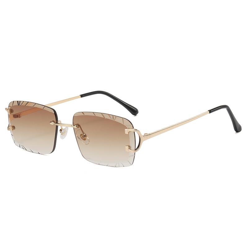 Premium Square Rimless Glasses Trend Metal High-grade Men's and Women's Sunglasses Street Ssunglasses Strong Strong