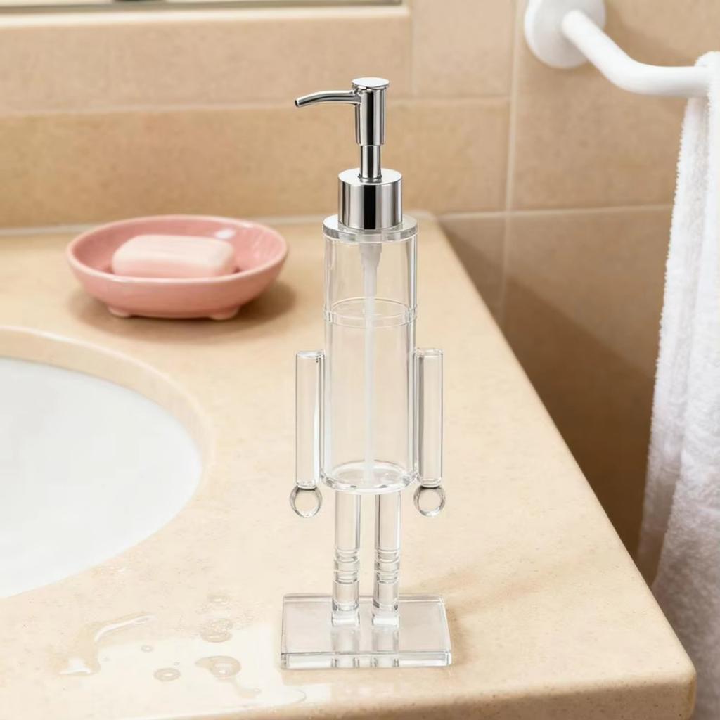 Nutcracker Soap Pump Dispenser Reusable Gel Liquid Container Transparent Lotion Bottle For Kitchen Hotel Home Countertop