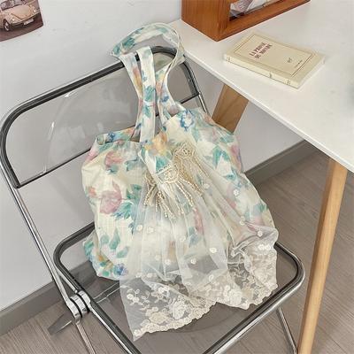 3 Sommer Leinen Blume Spitze Umhängetasche Damen klein frisch Westentasche Handtasche Schulter Spleiß Stofftasche