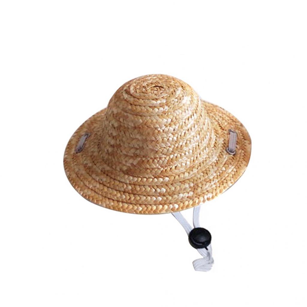 Nowość Letnia regulowana czapka dla psa Outdoor Słomkowy kapelusz Puppy Small Cat Sunhats