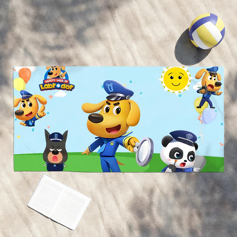 Cartoon S-Safety-Sheriff Labrador-S Towel Shower Sauna Travel Spa Quick Dry Gym Accessories Soft Large Beach Towels