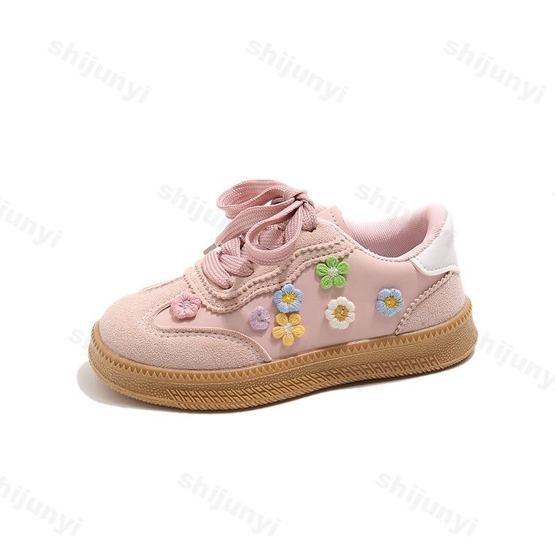 Children's Embroider Fashion Low Top Casual Sports Shoes Autumn New Girls' Comfortable Versatile Non Slip Lace Up Sneakers
