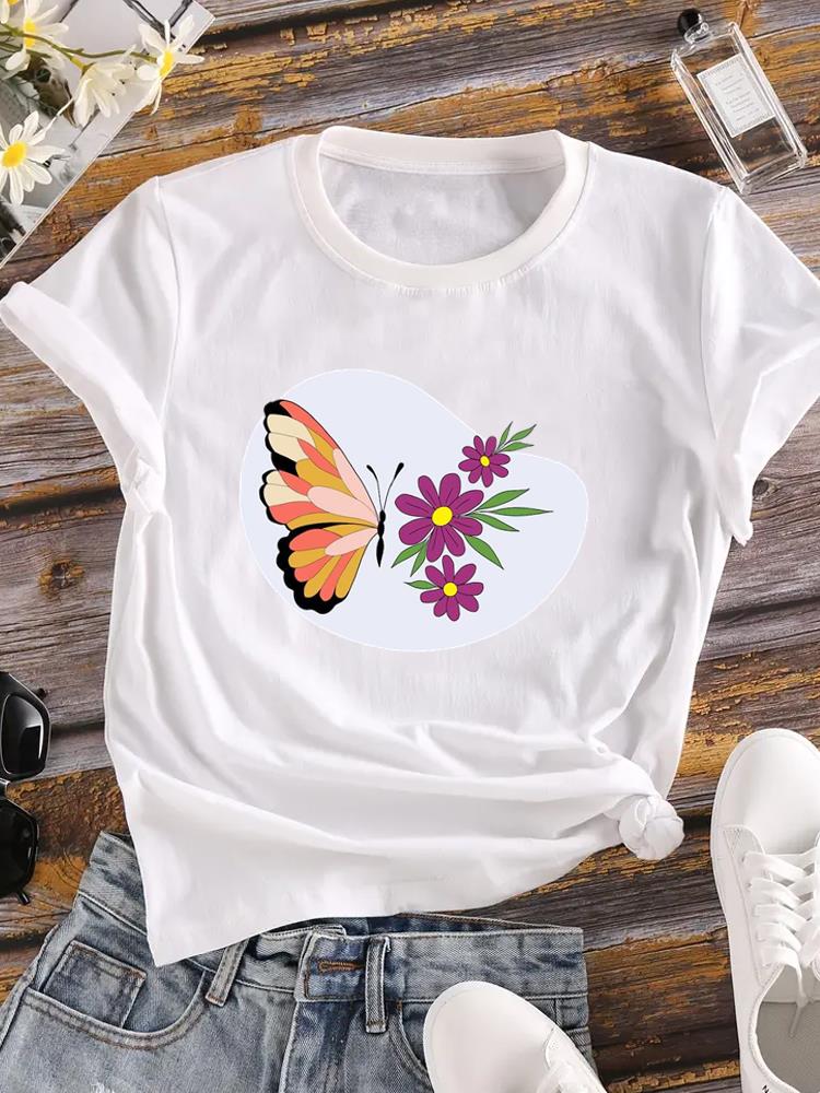 

(Asian Size) love heart trend cute Printed Female Top T Shirt Clothing Lady o-neck Short Sleeve T-shirts Casual Fashion Women Graphic Tee S