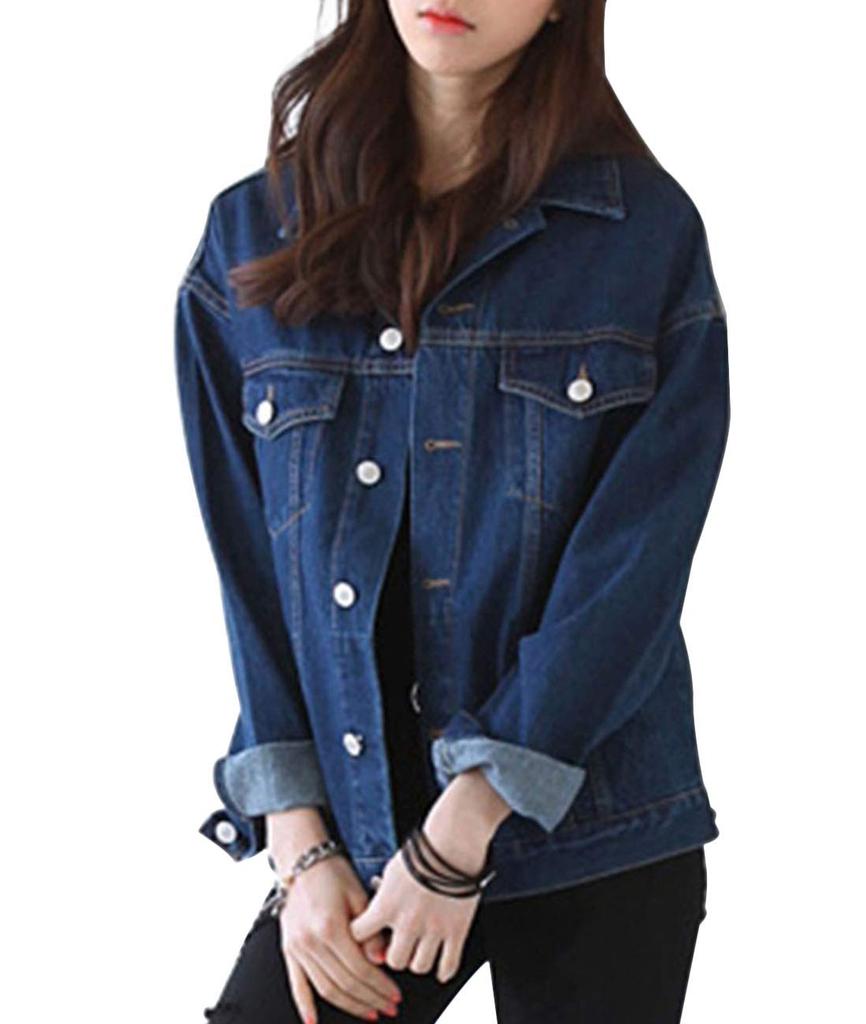 of Denim Stylish Everyday Going Long Denim L (Song Song) Women's Jacket, Outerwear, Top, Body-Concealing, Slimming, Casual, Adult, Commuting, School,