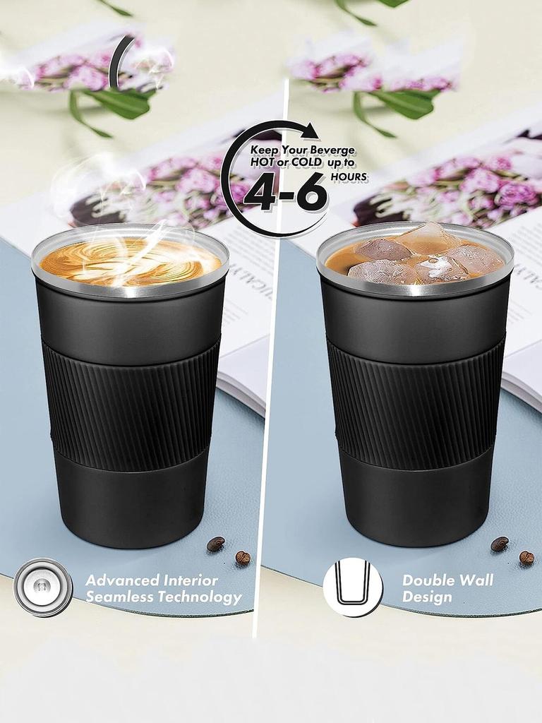 1PC 380/500ml Travel Mug With Leakproof Lid Insulated Reusable Coffee Mug Stainless Steel Thermal Coffee Cup Office School