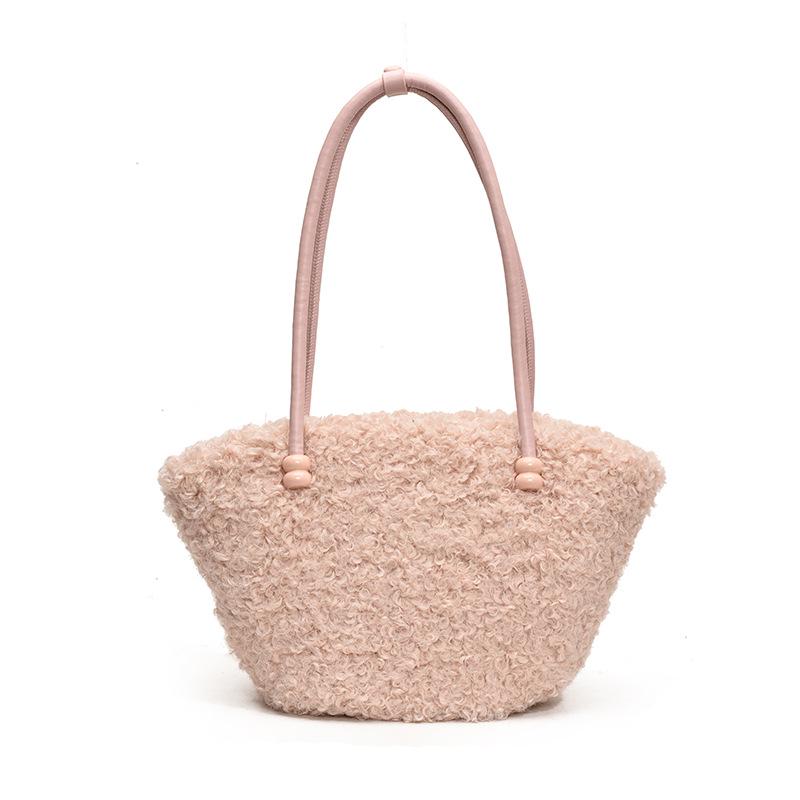 Handtas van nep lamswol in Koreaanse stijl - Pluizige niche design schouder- & okseltas voor herfst/winter