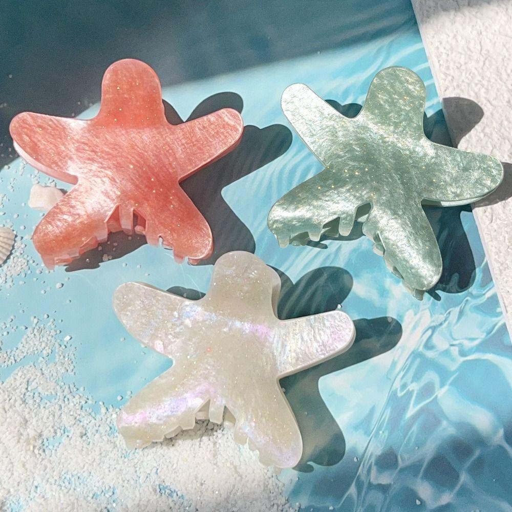 Gradient Color Girl's Hair Clip Ocean Headwear New Starfish Hair Claw Clips  Headdress
