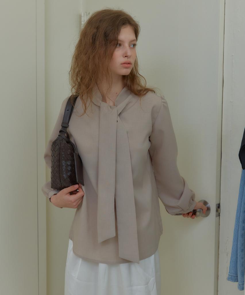 ANOETIC Anc Ribbon Tie Blouse_Beige