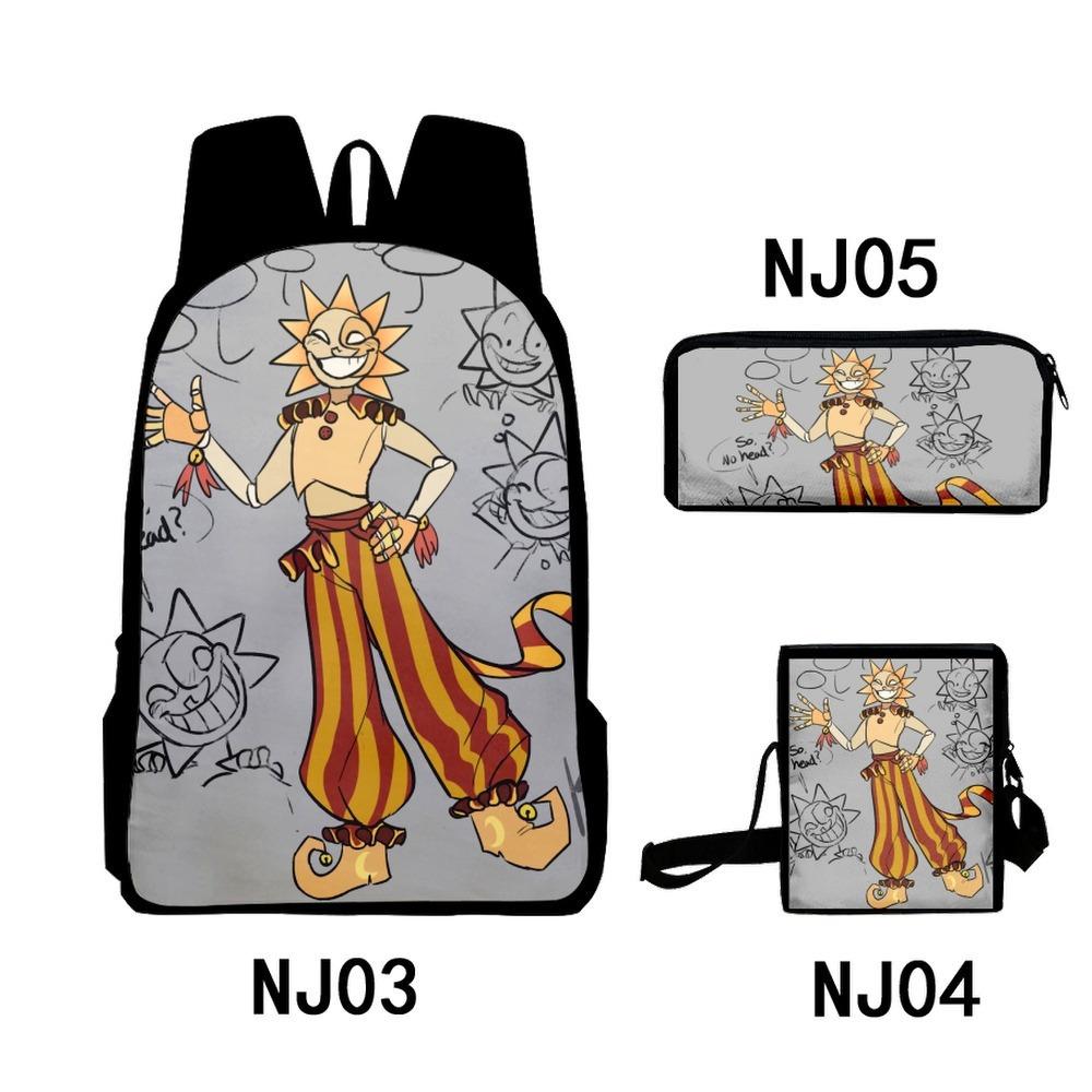 3Dsundropfnaf Backpack Student School Bag Crossbody Bag Pencil Bag Three-Piece Trend