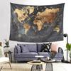 World Map 147 Gold Black Tapestry Decor Art Aesthetic Tapestries for Living Room Bedroom Home Wall Cloth Wall Hanging