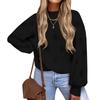 Women's Fashion Loose-Fit Round Neck Solid Color Long-Sleeve Top