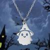 Fashion Stainless Steel Halloween Pendant Necklace for Women Men Black Cat Ghost Spider Pumpkin Necklace Friendship Jewelry Gift