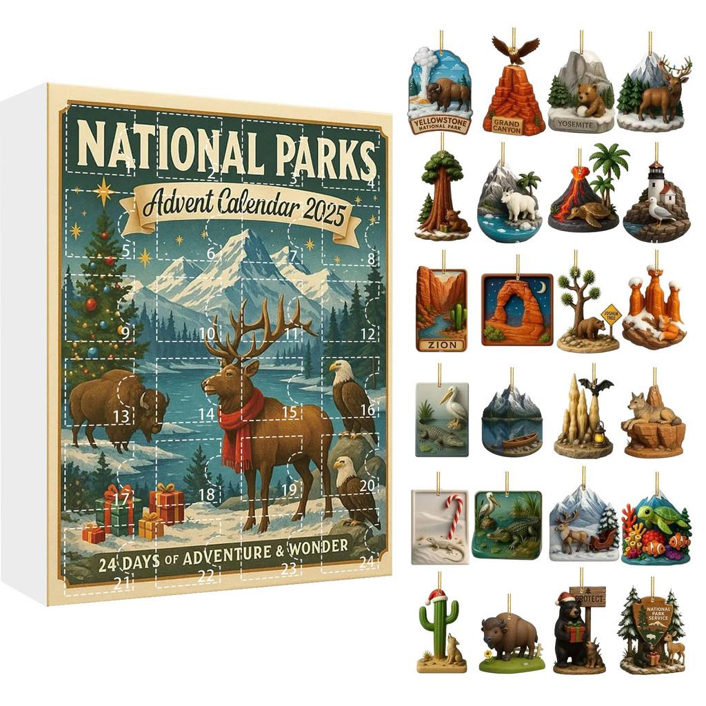 National Parks Christmas Countdown Calendar With Nature Theme For Family And Friends Celebration