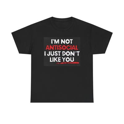 Camiseta Gráfica Não Sou Antissocial Piadas Engraçadas Vintage Unissex Algodão Pesado