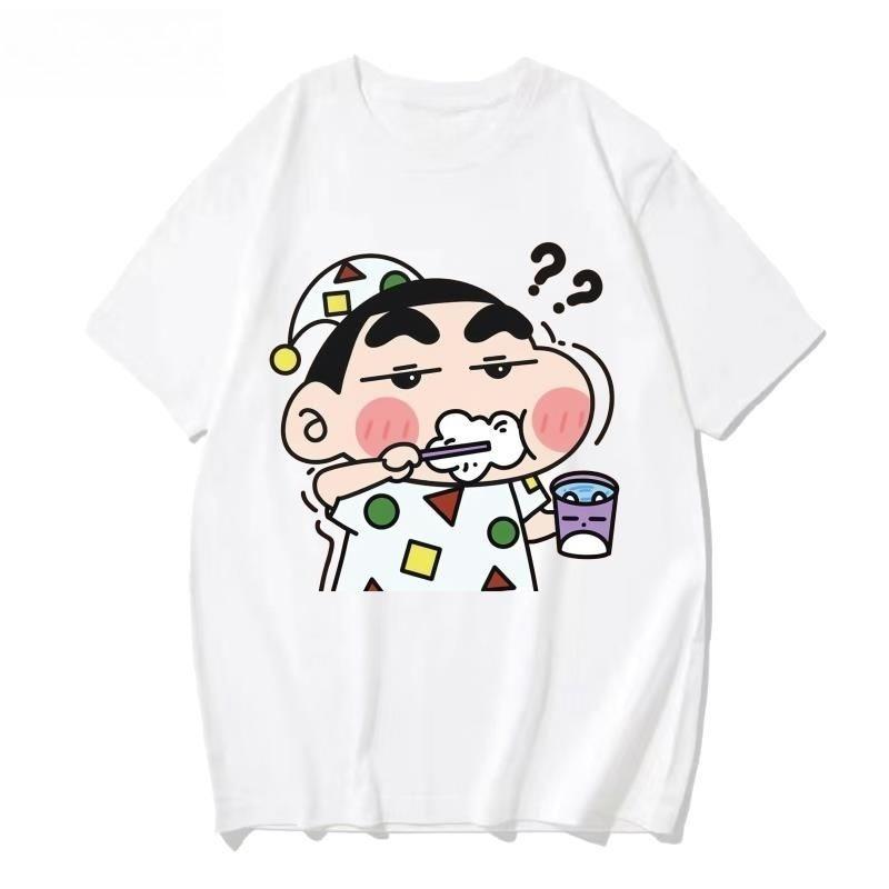 Miniso Anime Crayon Xiaoxin Summer Versatile Loose HalfSleeve Casual Couple TShirt Mens Women Casual Sports Comfortable Top S