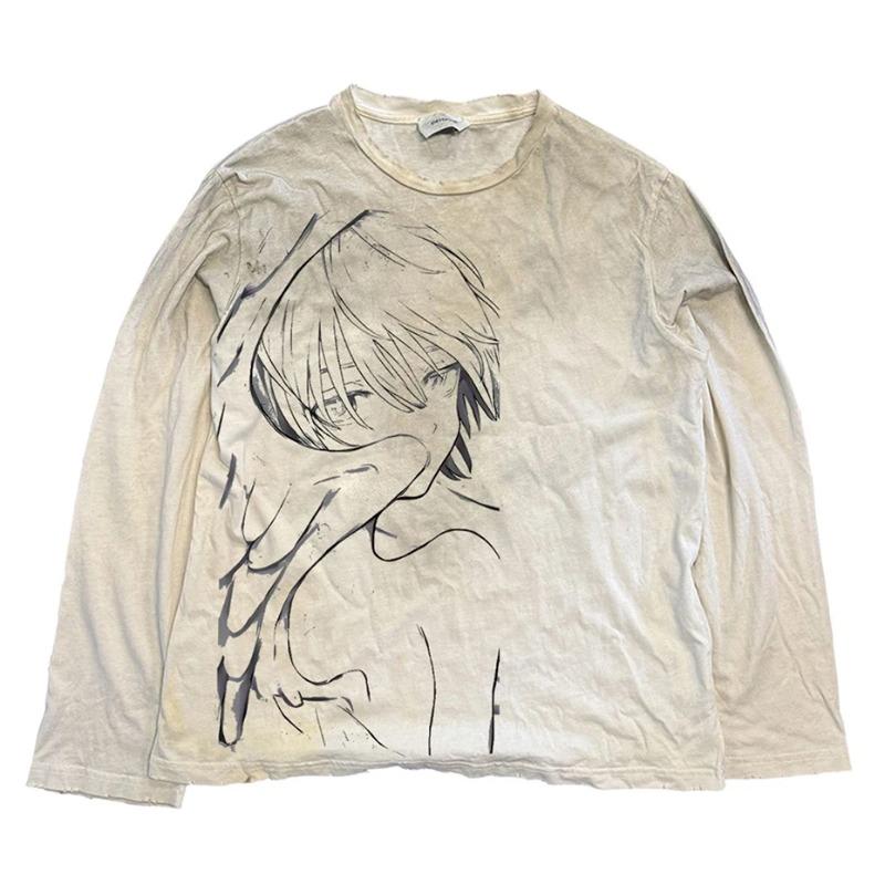 DRIPX Eyes Graphic Men Hip Hop T-shirts Vintage Harajuku Oversized Long Sleeve Tee Tops Streetwear Tshirt
