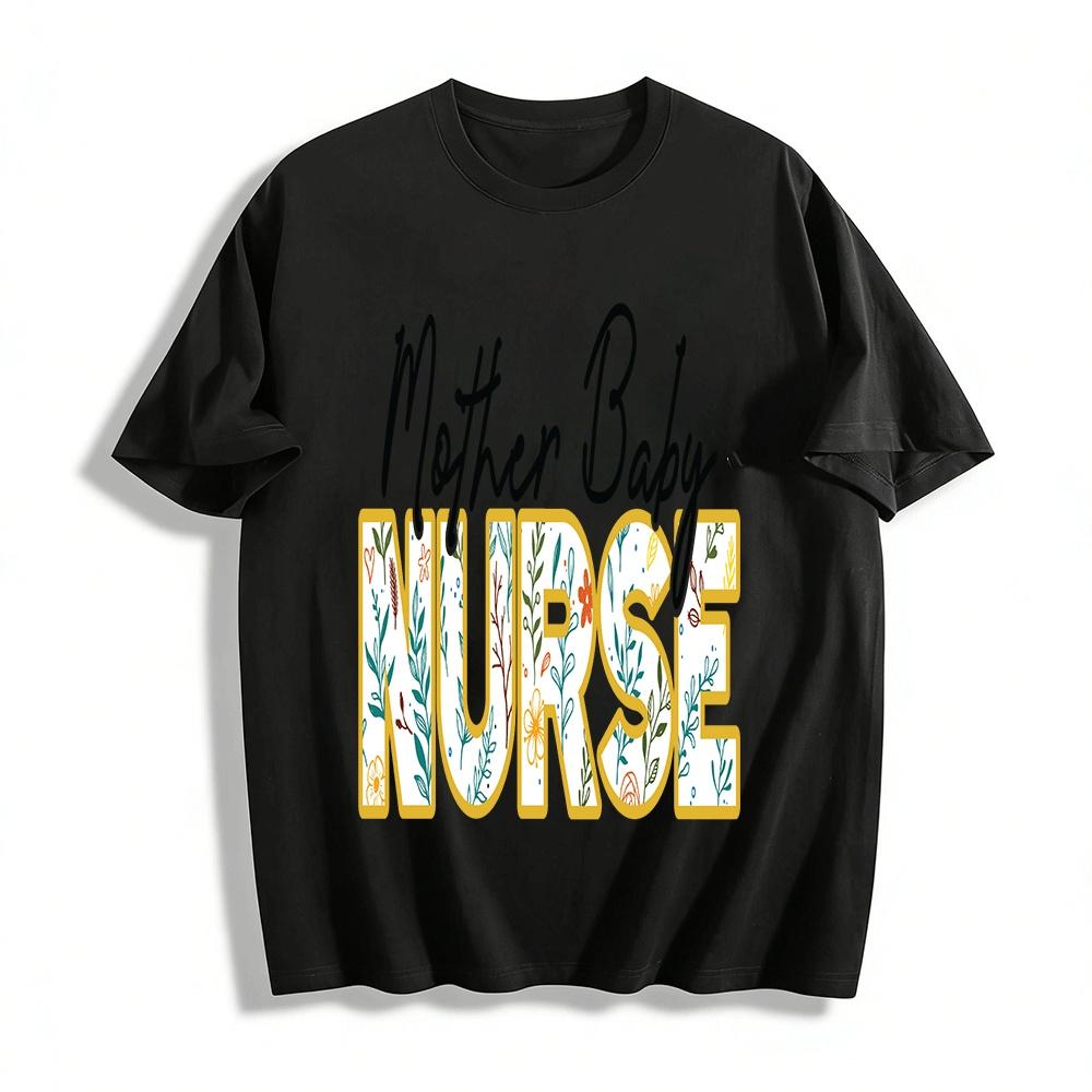 Mother Baby Nurse Floral Print Casual Short Sleeve Tee Pure cotton T-shirt XXS