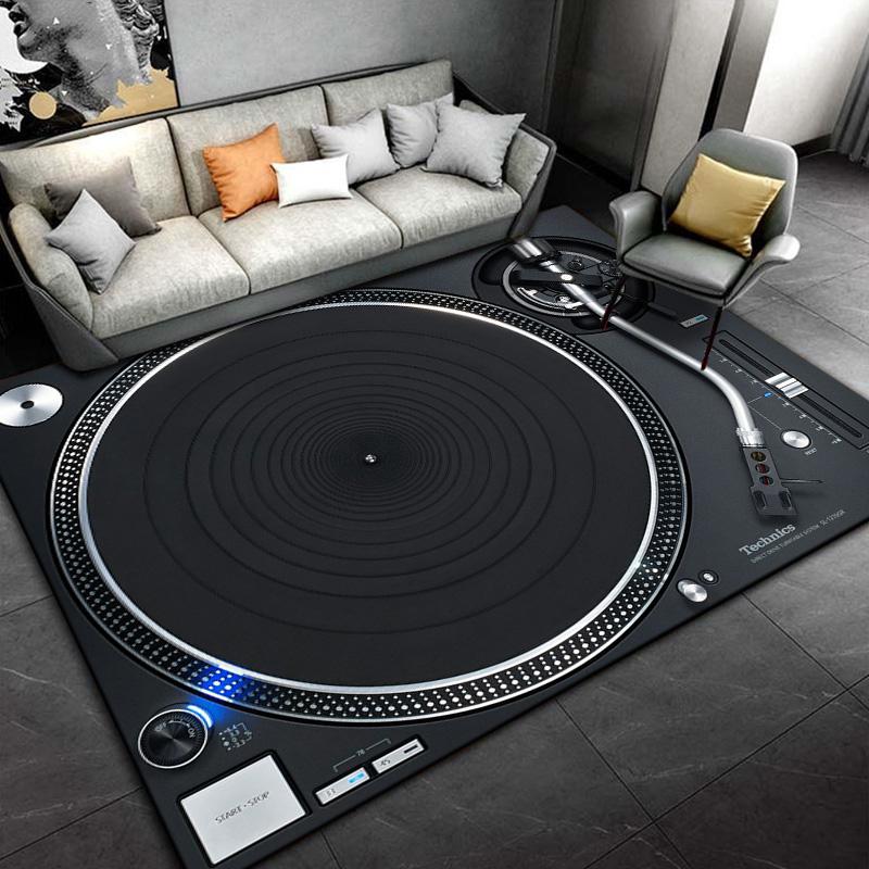 Disc Player Carpet for Living Room Area Rug Decorative Floor Rug Carpet Gift for Anniversary Mother's Day Father's Day Furry Mat