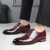 Classic High End Party Dress Shoes Lightweight Men's Casual Leather Walking Shoes Fashion Lace-Up Wedding Pointed Toe Shoes