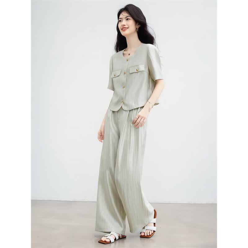 Women's Summer Draped Wide-Leg Suit Set