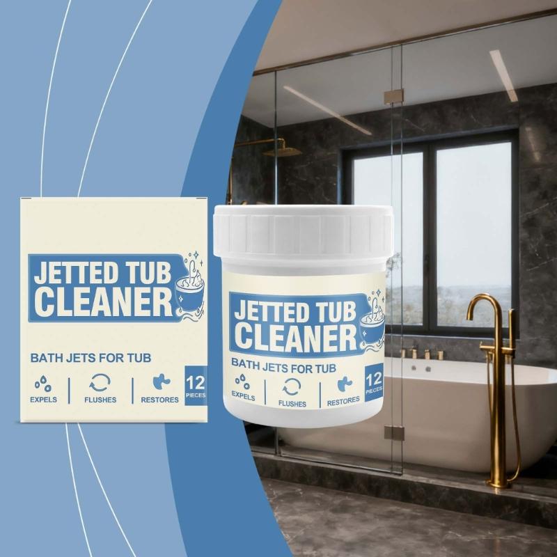 Pastiglie Detergenti per Vasca da Bagno Formula Pulente Rimuove Calcare Macchie Odori Sicuro per Uso Domestico Contenitore in Plastica