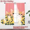 2D flat printing 2pcs Party Curtains Chihuahua Spring Flower Cute Dogs Digital Printed Polyester Drapes Family Party Decoration