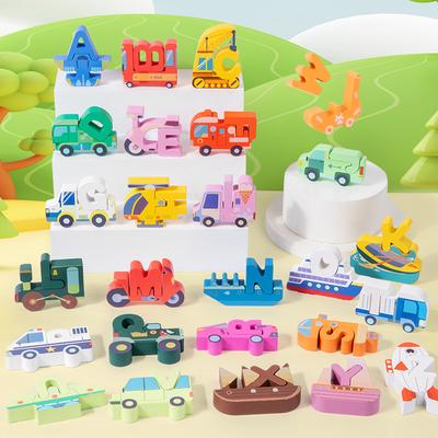 Wooden Children'S Cartoon Animals 26 Letter Capital Words Cognition Early Education Puzzle Toys